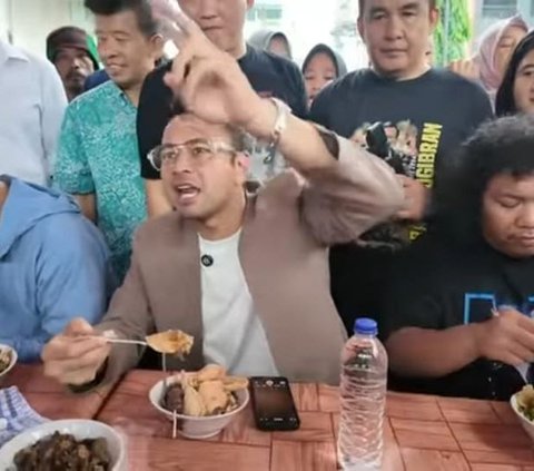 Terbang ke Lampung, Potret Raffi Ahmad Diserbu Warga saat Makan Bubur Bareng Calon Gubernur
