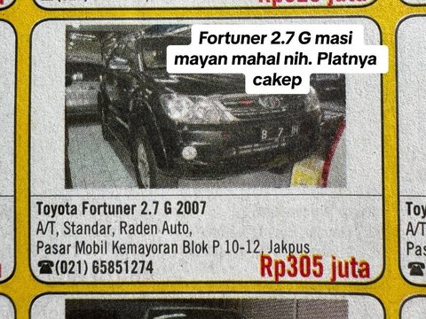 Ada Toyota Fortuner bekas yang dijual.