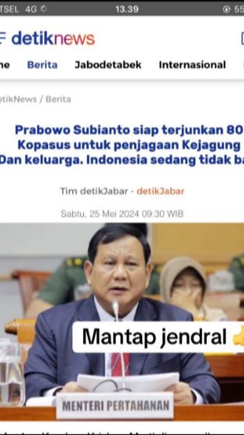 CEK FAKTA: Hoaks Judul Berita Prabowo Siap Terjunkan 80 Anggota Kopassus Untuk Penjagaan Kejagung