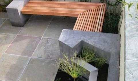 <b>Desain Bangku Taman Beton Nuansa Kayu</b><br>