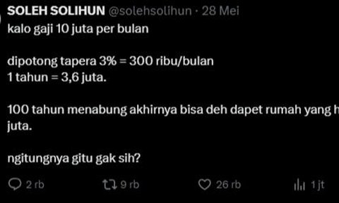 Komedian Soleh Solihun Hitung-hitungan Iuran Tapera, Hasilnya Setelah 100 Tahun Pekerja Baru Dapat Rumah