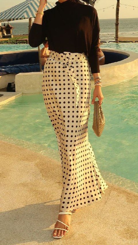 Look 1: Satin Polkadot Skirt<br>