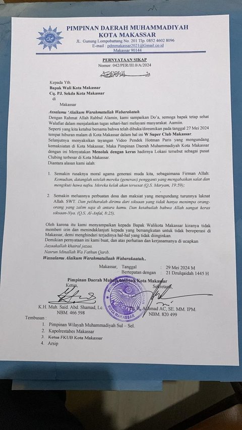 Surat Protes Muhammadiyah<br>