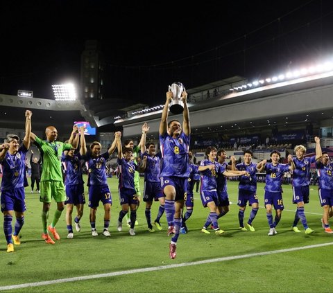 Timnas Jepang U-23 berhasil menjadi juara Piala Asia U-23 2024 setelah mengalahkan Timnas Uzbekistan U-23 dengan skor tipis 1-0. Foto: REUTERS / Ibraheem Al Omari<br>