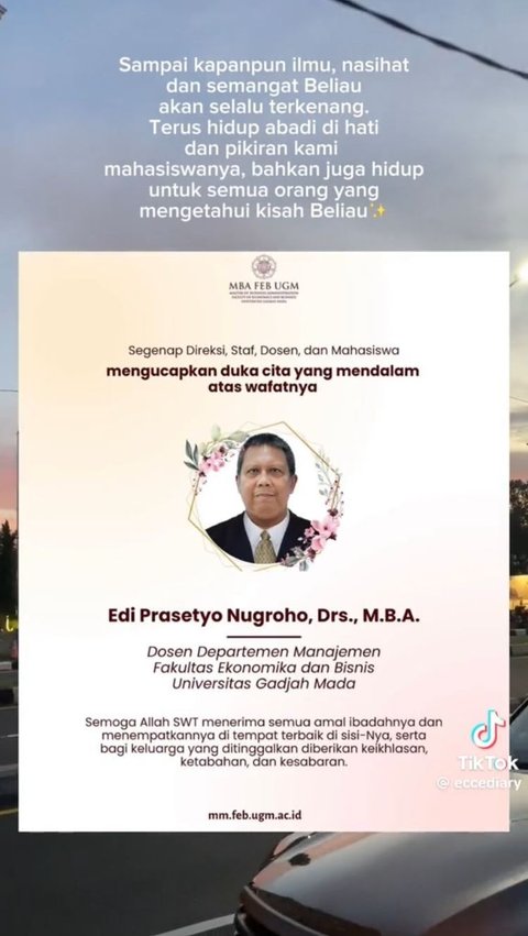 Pihal MM UGM dan FEB UGM pun mengunggah ucapan bela sungkawa di akun instagram officialnya masing-masing.