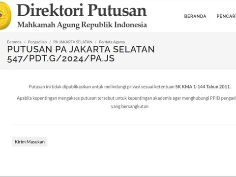 MA Closes Public Access to the Divorce Decree Copy of Ria Ricis and Teuku Ryan, After Almost a Week of Being Able to be Downloaded Freely