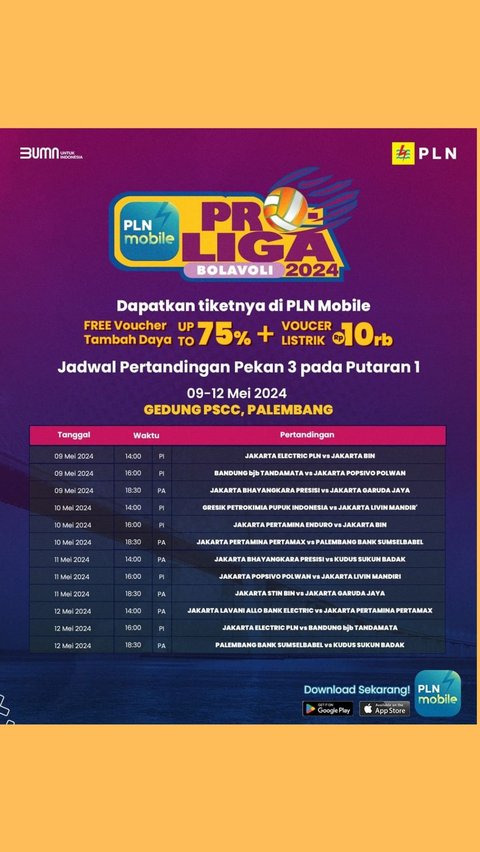 Pekan Ketiga PLN Mobile Proliga 2024 Segera Digelar di Palembang, Buruan Dapatkan Tiketnya di Aplikasi PLN Mobile