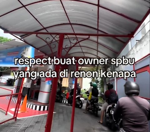 Wow! SPBU di Bali memiliki atap yang membuat para pemotor tidak kepanasan saat mengantri.