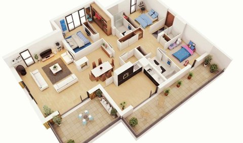 <b>Desain Rumah Sederhana 3 Kamar dengan 2 Teras</b><br>