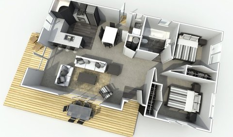 <b>Desain Rumah Minimalis 2 Kamar dengan Patio </b>