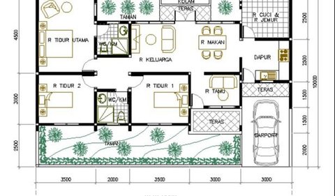 <b>Desain Rumah 6×10 3 Kamar dengan Area Mencuci </b><br>