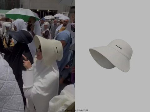 Portrait of Nagita Slavina's Fashion Item during Hajj, Wearing a Rp80 Thousand Hat