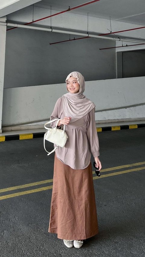 Asymmetric Tunic with Coffee-Colored Skirt