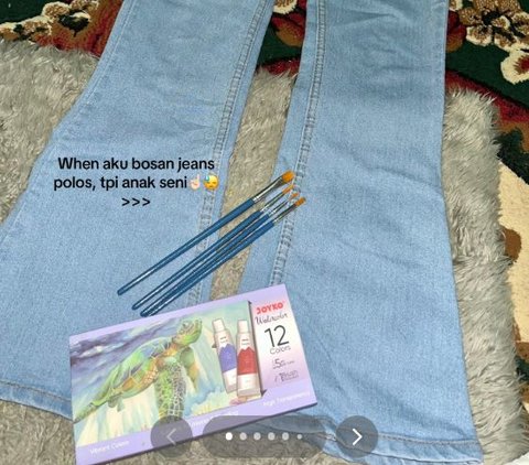 Jago Lukis, Perempuan Ini Sulap Jeans Lawas Jadi Estetik Banget