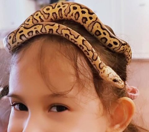Makes You Cringe, Portrait of Aura Kasih and Her Daughter Playing with a Snake