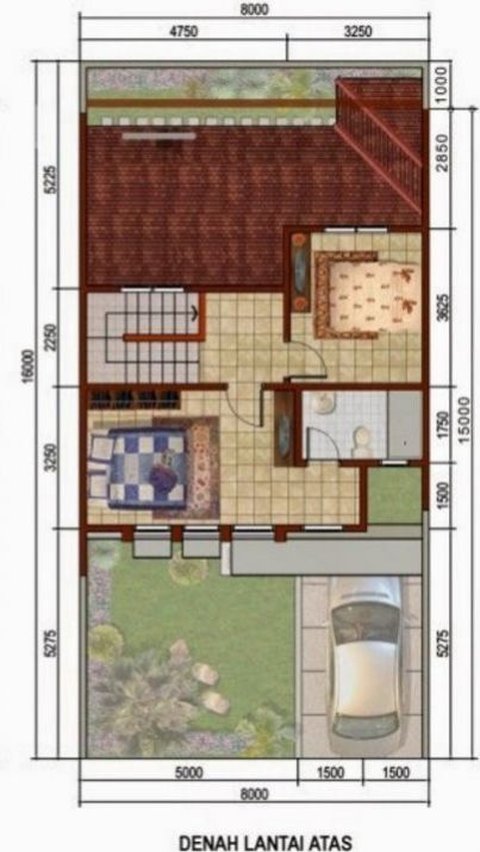 Desain Rumah 8x10 2 Lantai dengan 3 Kamar