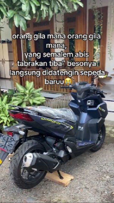 Meskipun mengalami kecelakaan, seorang wanita ini justru mendapatkan motor baru