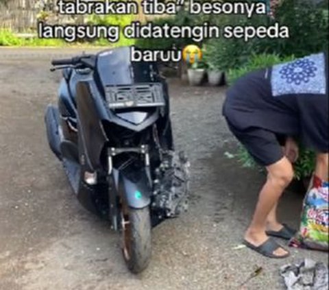 Meskipun mengalami kecelakaan, cewek ini justru beruntung karena mendapatkan motor baru.