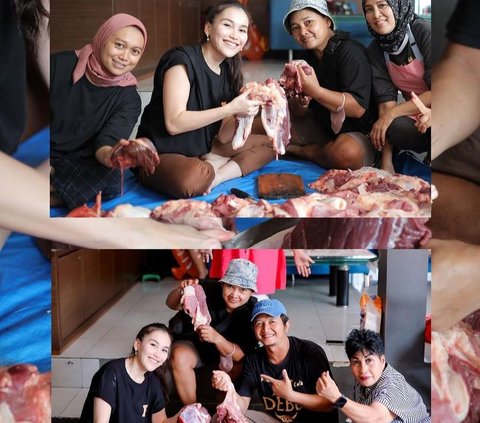 10 Potret Ayu Ting Ting Mendadak jadi Tukang Daging di Momen Idul Adha, Netizen 'Bening Banget Tukang Dagingnya'