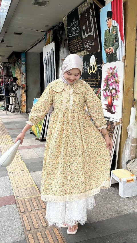 Dress Kuning Bermotif<br>