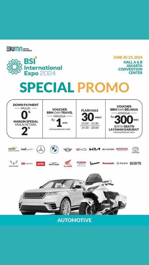 DP Mulai dari 0%! Wujudkan Impianmu untuk Punya Mobil Baru di BSI International Expo 2024