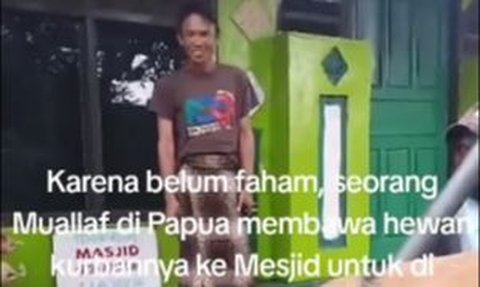 Baru Masuk Islam, Seorang Mualaf di Papua Bawa Babi ke Masjid untuk Dijadikan Hewan Kurban