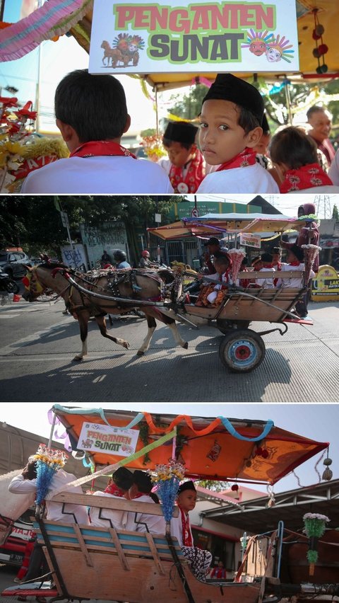 FOTO: Meriahnya Arak-arakan Puluhan Penganten Sunat Sambut HUT ke-497 DKI Jakarta