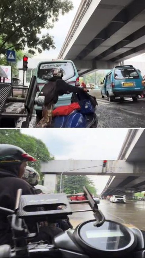 Driver Ojol Ini Bantu Pengendara Vespa yang Kehabisan Bensin di Jalanan, Aksinya Banjir Pujian <br>