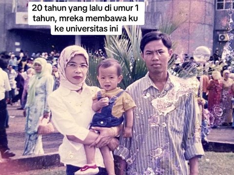 Kenang Foto Lawas 20 Tahun Silam, Dulu Diajak Orang Tua Kini Berhasil Jadi Wisudawan di Kampus Negeri dengan Predikat Cumlaude