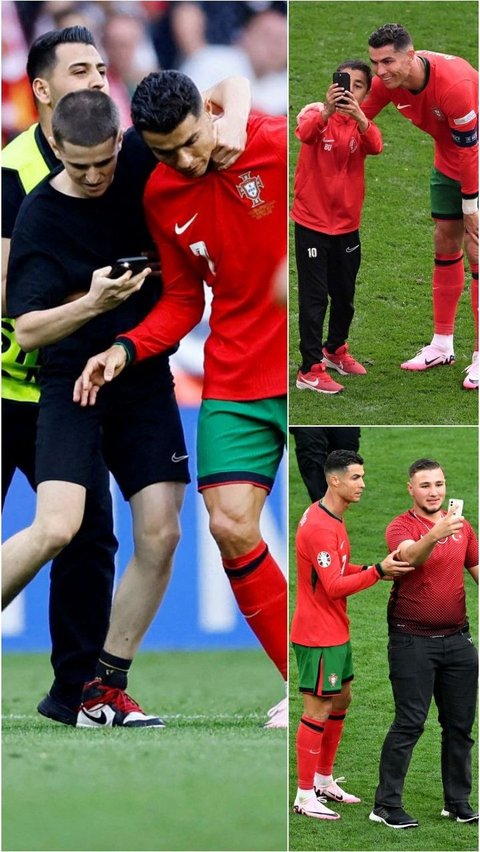 FOTO: Aksi Para Fans Fanatik Memburu Cristiano Ronaldo saat Laga Portugal Vs Turki