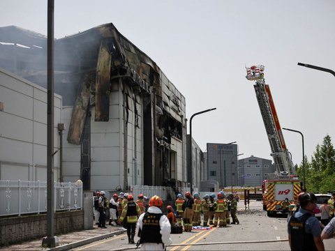 FOTO: Pabrik Lithium di Korea Selatan yang Jadi Pemasok Baterai Mobil Listrik ke Seluruh Dunia Terbakar, Puluhan Pekerja Tewas