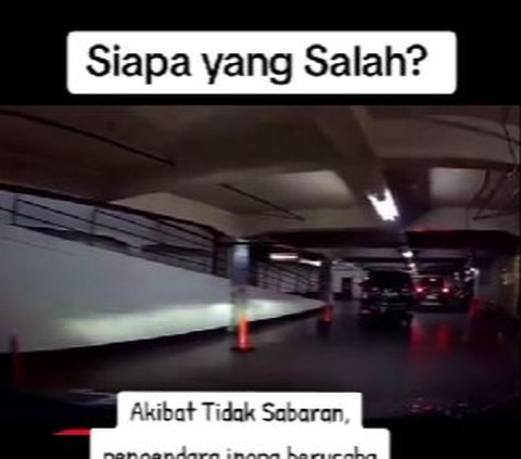 Begini Jadinya kalau Gak Sabaran, Cari Parkir di Basement Berujung Serempetan