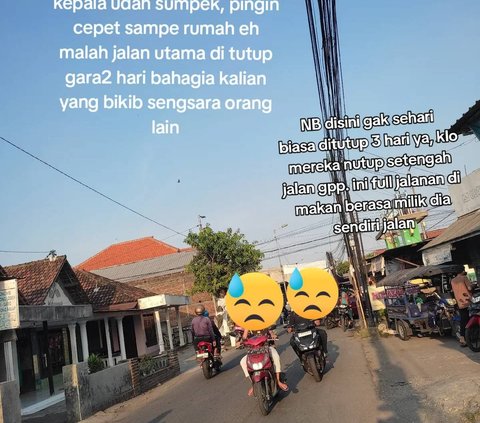 Pengendara harus mencari jalan alternatif karena pernikahan menutup akses jalur utama.