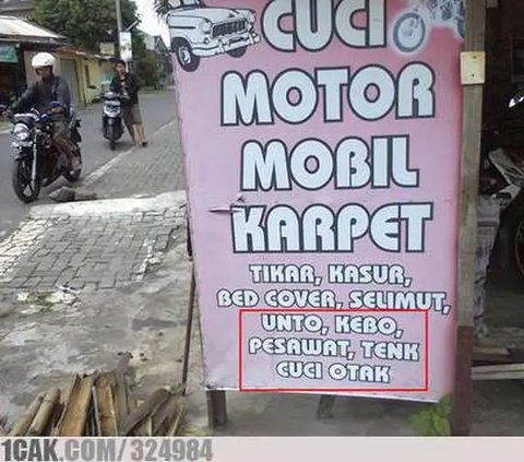 Spanduk Cuci Motor Lucu dan Nyeleneh, Bikin Terheran-heran