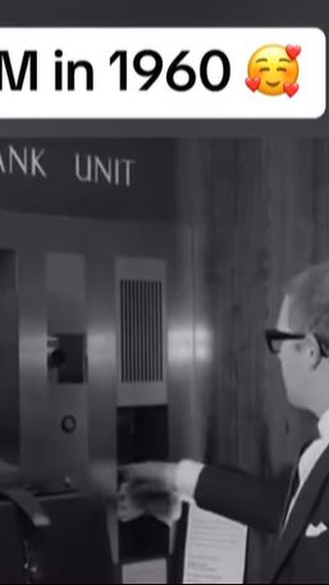 ATM Appearance in 1960, There is a Person Behind the Machine Ready to Give Money