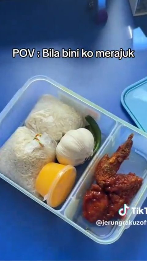 When the Wife Pouts But Still Prepares Lunch for Her Husband, the Contents Are a Deterrent