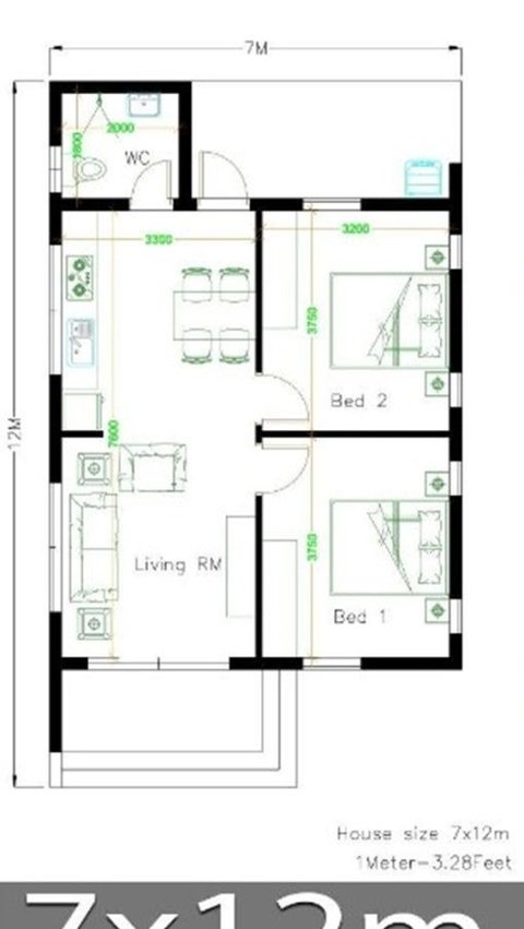 Desain Rumah Minimalis 3 Kamar Ukuran 7x12