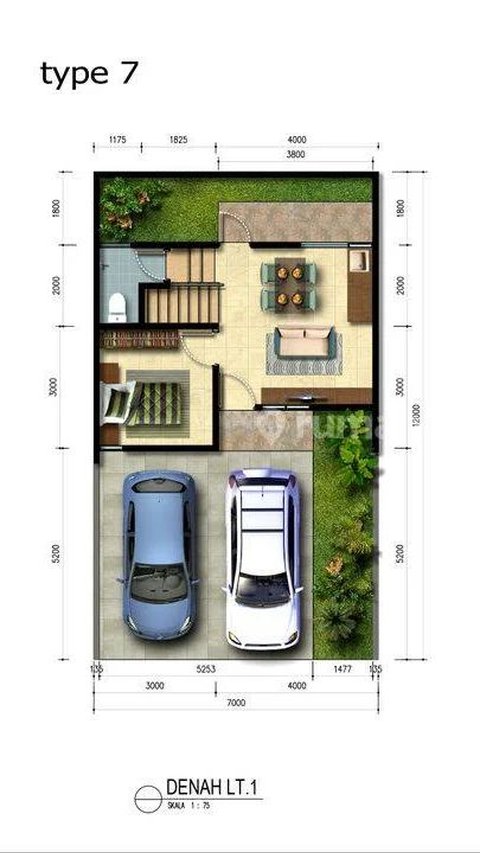 Desain Rumah Minimalis 3 Kamar 2 Lantai dengan Luas 7x10 