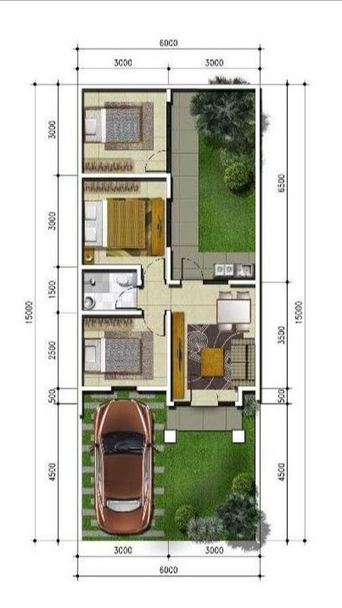 Desain Rumah Minimalis 3 Kamar Ukuran 7x10 Kamar Menyamping