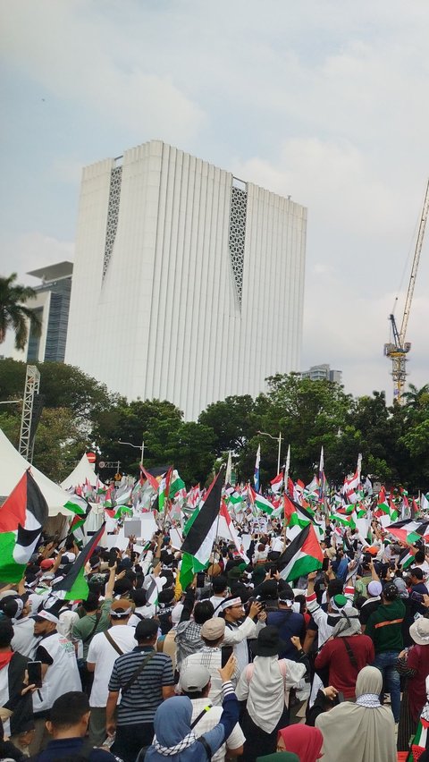 Ada Aksi Bela Palestina di Patung Kuda Jakpus, Kantor Kedubes AS Dijaga Ketat Polisi