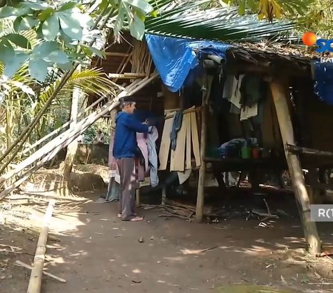 Tinggal di Gubuk Reyot Beratap Daun Selama 10 Tahun, Kakek Samudi di Lebak Hidup Sebatang Kara Setelah Istri Meninggal