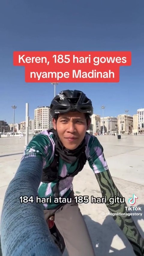 Momen Pria Asal Indonesia Akhirnya sampai di Madinah usai Gowes selama 185 Hari Ini Viral, Tuai Pujian