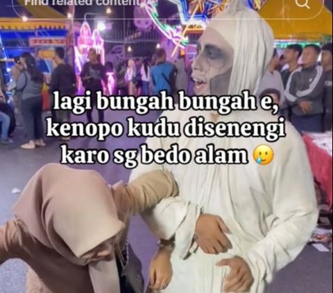 Funny Moment of 'Stuck' Pocong at the Night Market Ends with Exchanging Numbers and PDKT