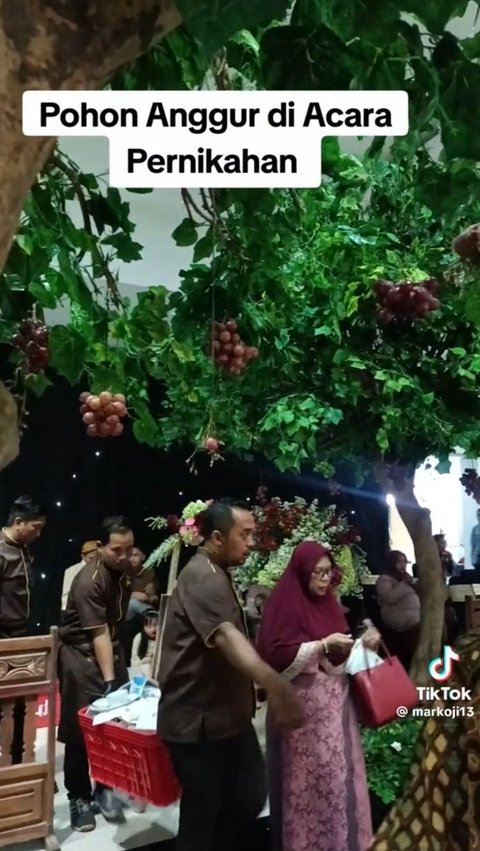 Viral Dekorasi Buah Anggur Asli di Resepsi Pernikahan dalam Gedung, Curi Perhatian