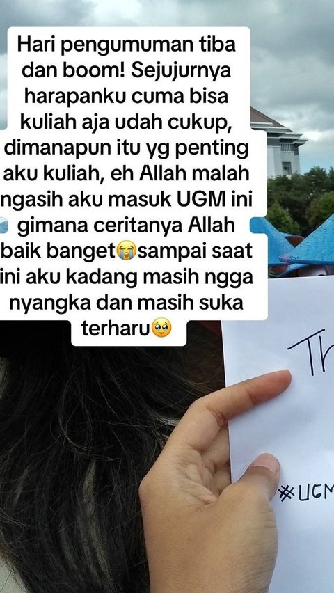 Penuh Perjuangan, Kisah Wanita yang Berhasil Raih Impiannya Kuliah di UGM Ini Bikin Haru