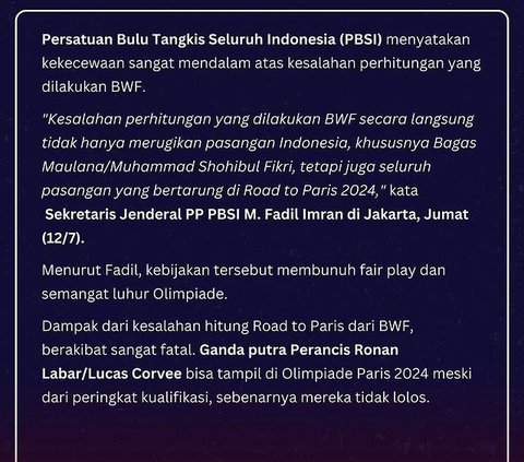 BWF Salah Hitung hingga Buat Drawing Ganda Putra di Olimpiade Paris 2024 Kacau, Begini Respons PBSI