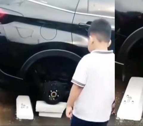 Viral Mobil Parkir di Rest Area Ketiban Apes, Ban Malah Digondol Maling