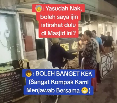 Beri Kasur untuk Istirahat hingga Makanan, Momen Pemuda Temui Kakek yang Bersepeda Ingin Ikuti Pengajian di Masjid Ini Curi Perhatian