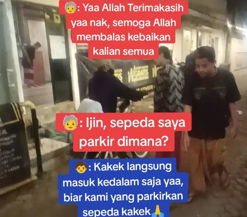 Beri Kasur untuk Istirahat hingga Makanan, Momen Pemuda Temui Kakek yang Bersepeda Ingin Ikuti Pengajian di Masjid Ini Curi Perhatian