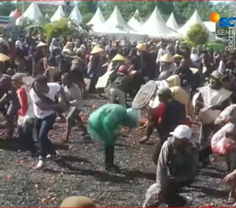 Mengenal Tradisi Perang Tomat di Lereng Gunung Slamet, Wujud Syukur dari Panen Buah Melimpah